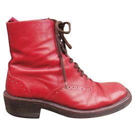 Sartore Emma leather ankle boots red 38.5 Red