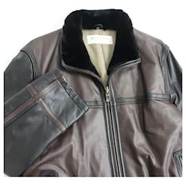 Balmain-[Used]   Good Condition ■ Genuine BALMAIN Balmain batting Rex fur color Lamb leather Single closure Coverall jacket LL Men's-Black,Dark brown