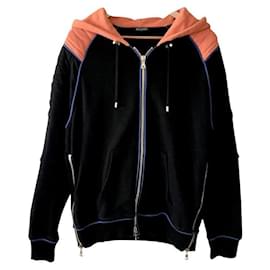 Balmain-[Used]  	 Balmain BALMAIN [Notation size: L] Black / Black X Orange / Orange X Blue / Blue Plain BALMAIN Balmain long-sleeved hoodie Hooded Sweatshirt, Hoodie Bikers jacket-Black,Orange