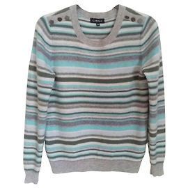 Pull Caroll 100 % cachemire - TBEG - T38 - Bleu Gris Blanc cassé Gris anthracite Bleu clair Turquoise
