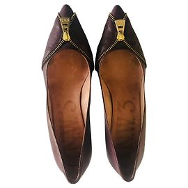 Hobbs NW3 Sapatos Borgonha com zíper Outro Gold hardware