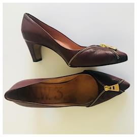 Hobbs-NW3 Chaussures zippées bordeaux-Autre,Bijouterie dorée