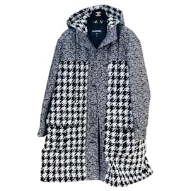 Chanel-Chanel Tweed parka with jewel buttons-Black