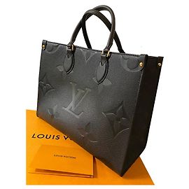 Louis Vuitton Onthego MM Leather Monogram Empreinte Black Black