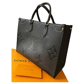 Louis Vuitton-Onthego MM Leather Monogram Empreinte Black-Black
