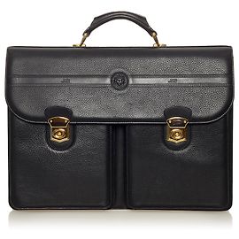 Versace Black Leather Business Bag Black