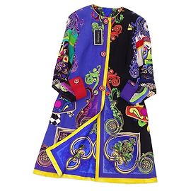 GIANNI VERSACE  long coat no color total pattern silk outer ladies multicolor size 42 (L equivalent) Multiple colors