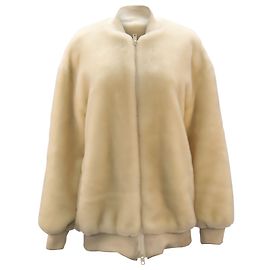 Tibi Luxe Kunstpelz-Trainingsjacke aus elfenbeinfarbenem Polyester Weiß Roh