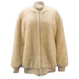Tibi-Tibi Luxe Faux Fur Track Jacket in Ivory Polyester -White,Cream