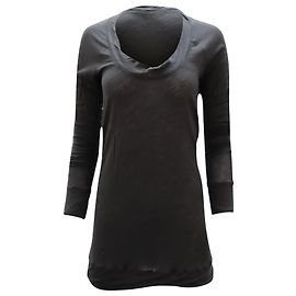 Donna Karan Top de mangas compridas com decote redondo em lã cinza escuro Cinza