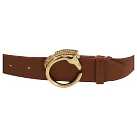 Chloé-Chloé Horse Buckle Belt in Brown Leather-Brown