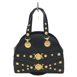 GIANNI VERSACE Medusa Mini Handbag / Leather / BLK Beige