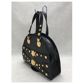 NEW GIANNI VERSACE TRIBUTE BLACK LEATHER MEDALLION Handbag