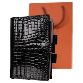 Hermès-Agenda-cover Crocodile POROSUS. rare!-Black