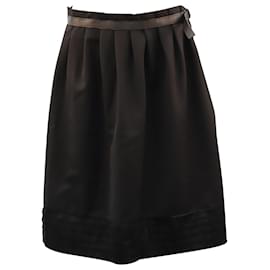Viktor & Rolf-Viktor & Rolf Belted Pleated Skirt in Black Wool-Black