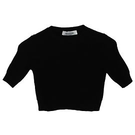 Valentino Kurzer Strickpullover aus schwarzem Kaschmir Schwarz