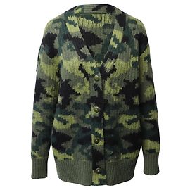 Proenza Schouler PSWL Camouflage Cardigan aus grüner Wolle Grün Khaki