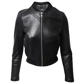Maje Baby Bomberjacke aus schwarzem Lammleder Schwarz