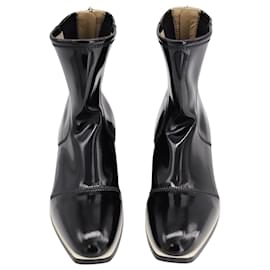 Fendi-Fendi Fframe Square Toe Ankle Boots in Black Nylon-Black