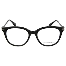 Alexander Mcqueen-Round Acetate Optical Glasses-Black