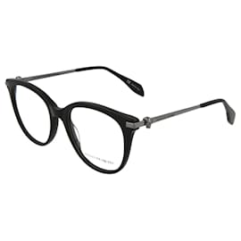 Alexander Mcqueen-Round Acetate Optical Glasses-Black