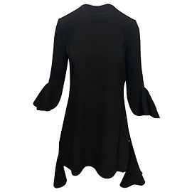 Ellery Kilkenny Crêpe-Minikleid mit Rüschen aus schwarzem Polyester Schwarz