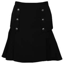 Alexander Mcqueen-Alexander McQueen Military Mini Skirt in Black Wool-Black