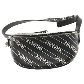 BALENCIAGA Waist bag / leather / BLK / total pattern / souvenir belt bag / 565510 Blue
