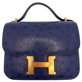 Hermès Constance Mini 18 Struzzo Blu navy