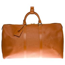 Louis Vuitton Keepall 50 en cuir épi cognac Doré