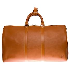 Louis Vuitton-Louis Vuitton Keepall 50 en piel Epi coñac-Dorado