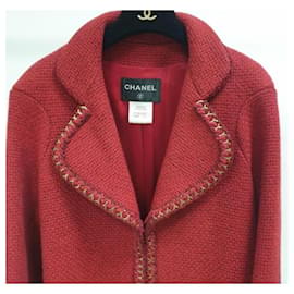 Chanel-Chanel Paris Salzburg Runway Gripoix Buttons Red Coat Jacket-Dark red