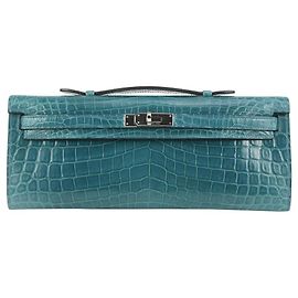 Hermès Bleu Colvert Shiny Niloticus Crocodile Kelly Cut Autre