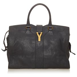 Yves Saint Laurent YSL Black Cabas Chyc Ligne Leather Tote Bag Black