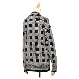 Fendi-[Used] Fendi Zucca Navy Ivory Rayon Viscose Cardigan Men's-Navy blue