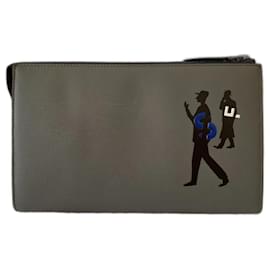 Salvatore Ferragamo-Ferragamo grey leather travel wallet-Grey