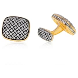 Autre Marque-Gold cufflinks with diamonds-Other