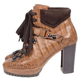 Botines de tacón grueso Santoni Castaño