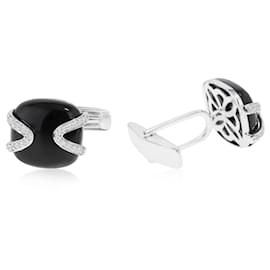 Autre Marque-Gold cufflinks with onyx-Other