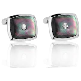 Autre Marque-Gold cufflinks with black mother-of-pearl-Black