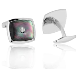 Autre Marque-Gold cufflinks with black mother-of-pearl-Black