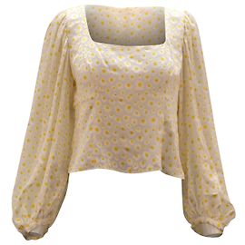 Staud Lana Daisy Top en Viscose Imprimé Blanc Autre