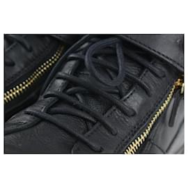 Giuseppe Zanotti-Mens size 40 Black Leather High Top Gold Eagle London Sneaker-Other