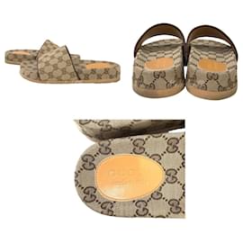 Gucci-[Used]  GUCCI　 GG Canvas Men's Slide Sandals Brown Size: 6-Brown