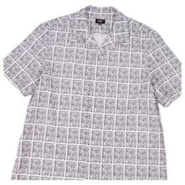 Fendi-[Used]  Fendi FENDI Shirt 20SS Short Sleeve Total Pattern Cotton Tops Men's Made in Italy 43 (L equivalent) White Black Men's Shirt-Black,White