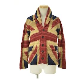 Ralph Lauren-[Used]  Denim & Supply Ralph Lauren / Denim and Supply Ralph Lauren Cotton Linen Knit Union Jack Shawl Long Sleeve Cardigan-Dark red,Navy blue,Dark blue
