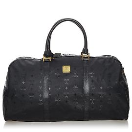 MCM Black Visetos Nylon Travel Bag Black