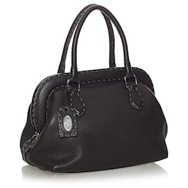 Fendi-Sac à main Fendi en cuir marron Selleria-Marron,Marron foncé