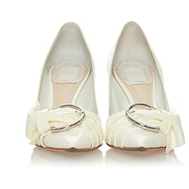 Dior-Dior White Patent Leather Pumps-White