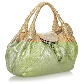 Fendi-Fendi Gold Spy Leather Handbag-Silvery,Golden